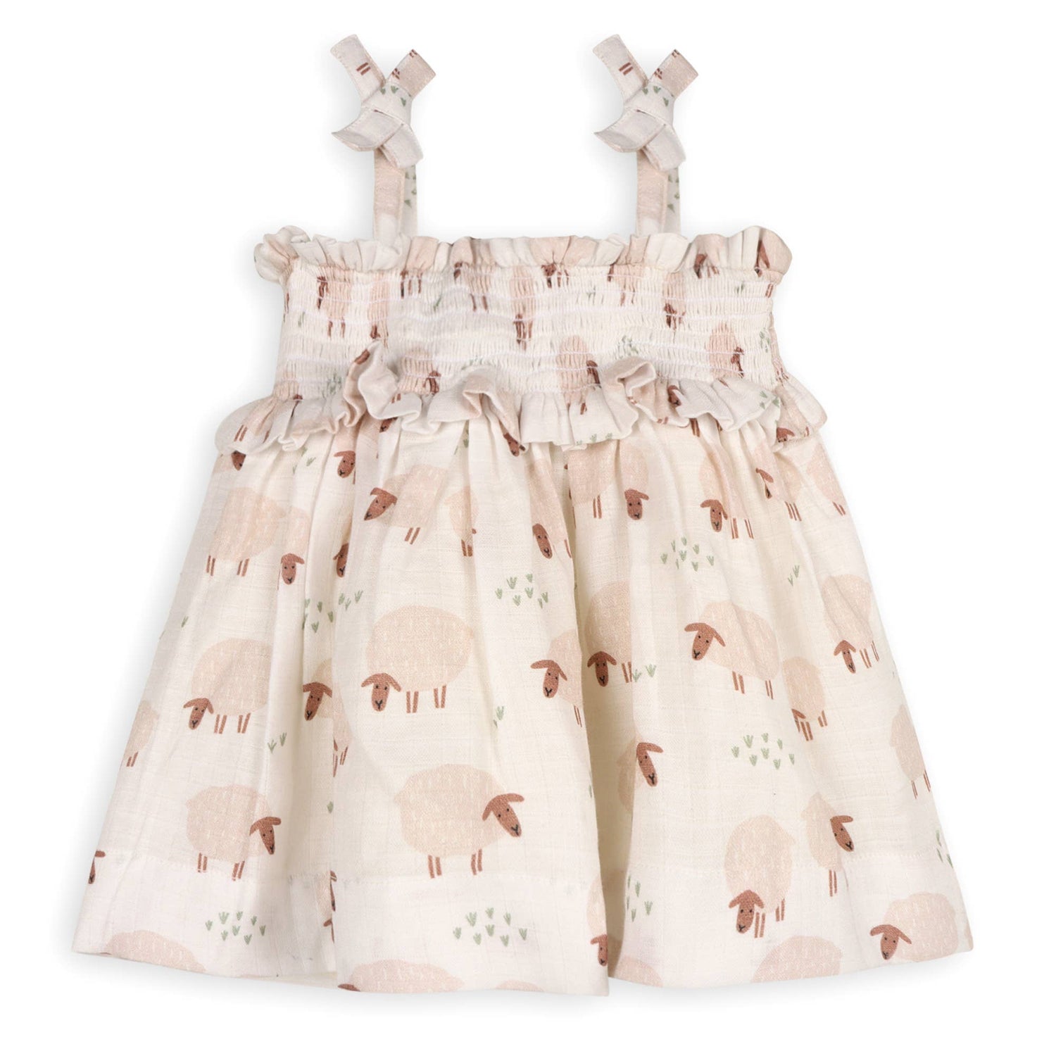 Sheep Baby Smocked Strap Dress Bloomer Set