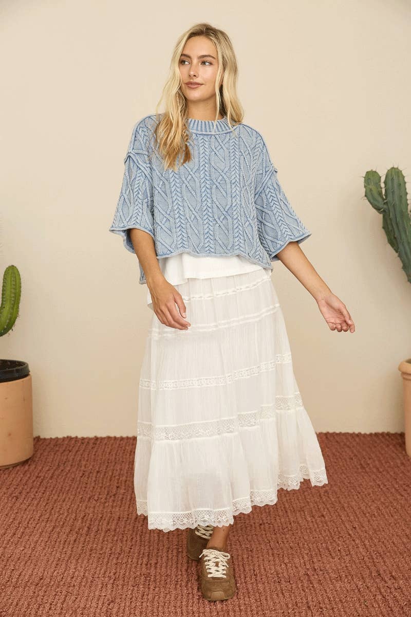 Layla White Lace Midi Skirt
