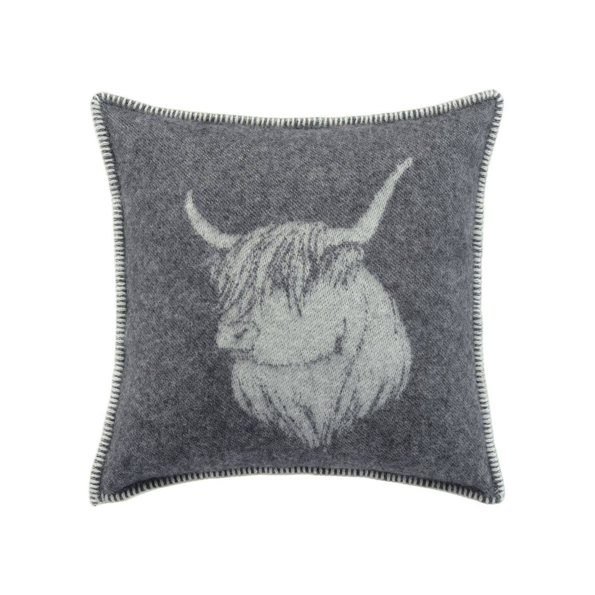 JJ Textiles Soft Black Highland Cow Wool Cushion
