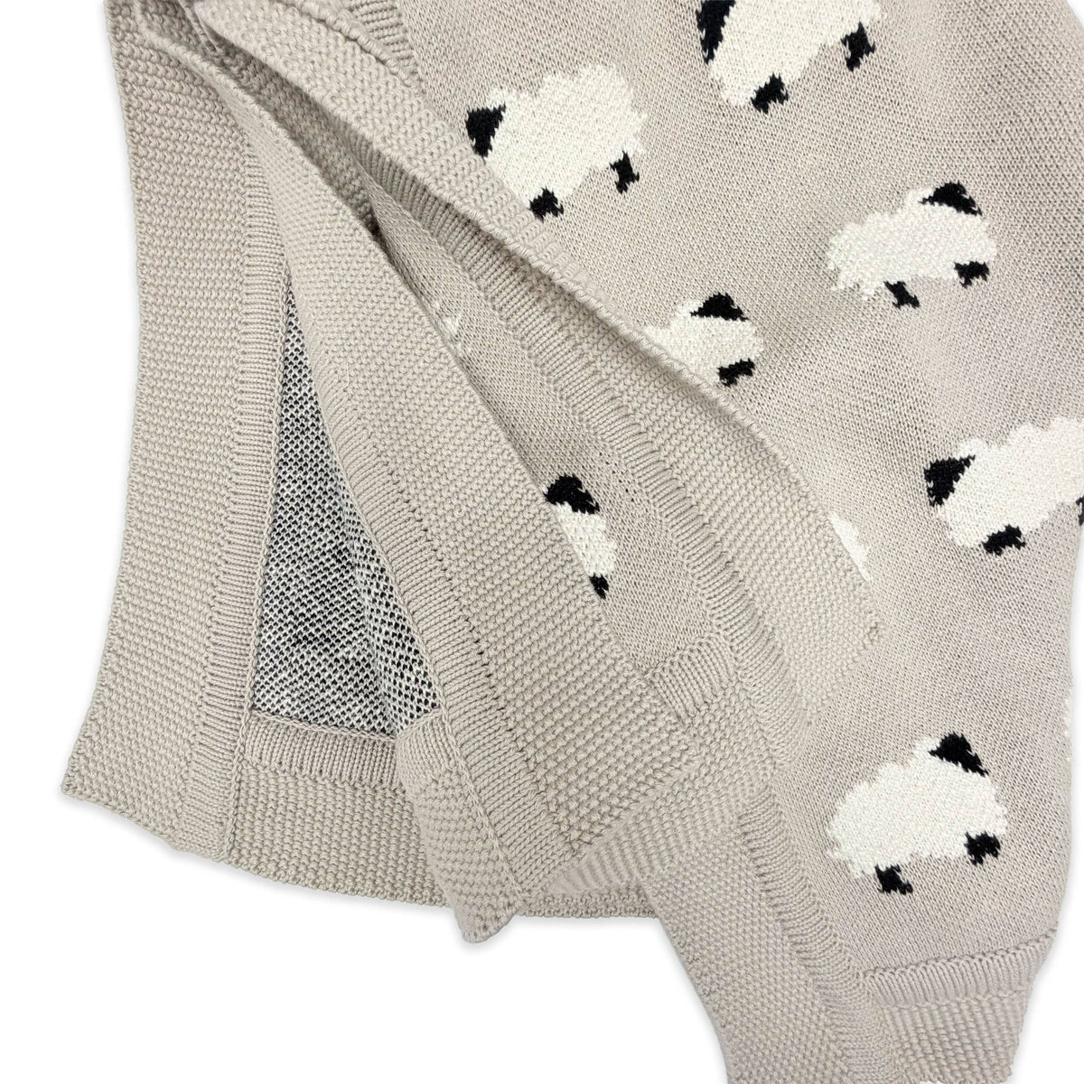 Sheep Jacquard Knit Baby Blanket
