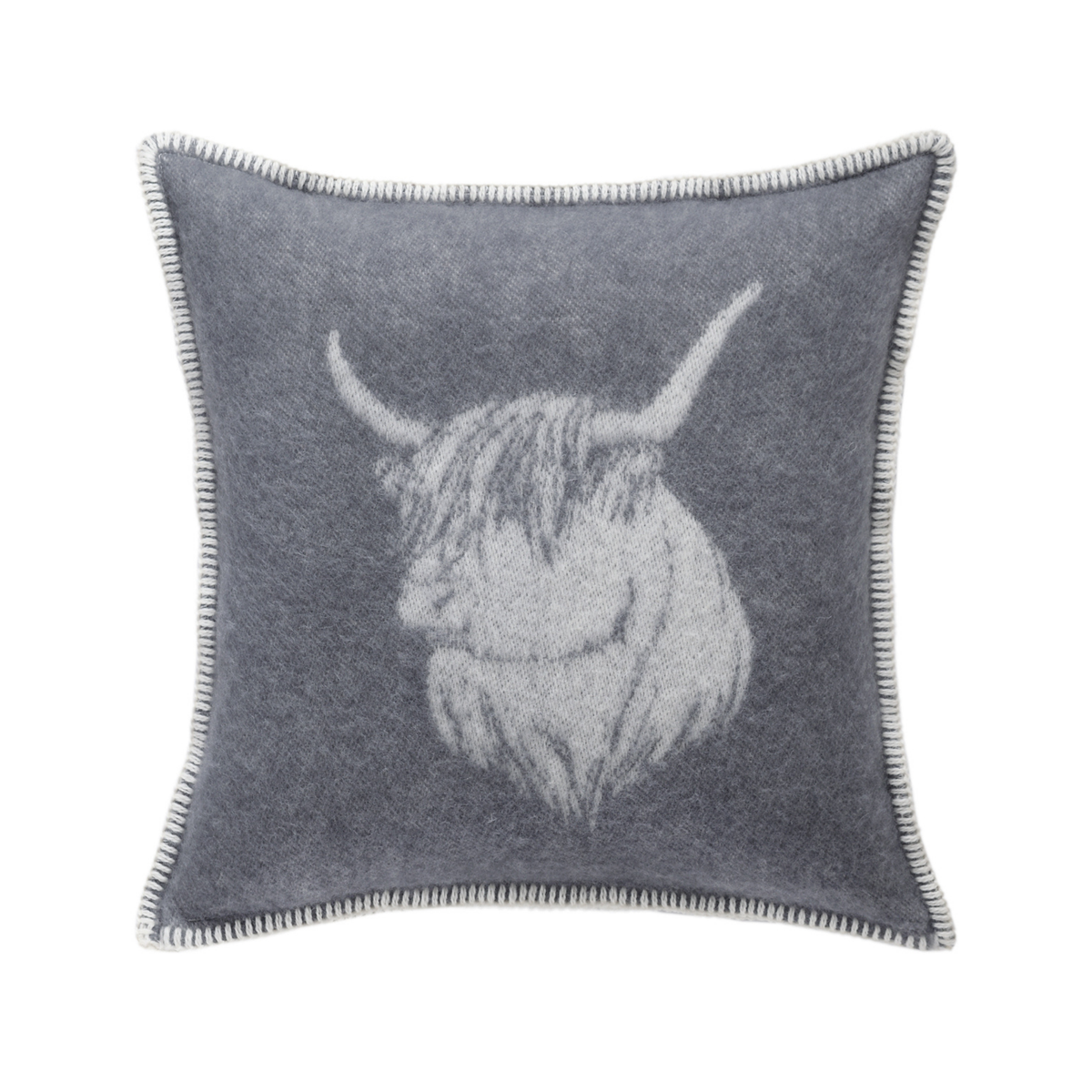 JJ Textile Dark Grey Highland Cow Pure Wool Cushion Cover
