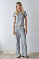 By Together Knit Cotton Pointelle Wide Leg Pants wide leg silhouette with front buttons and no lining for relaxed everyday wear