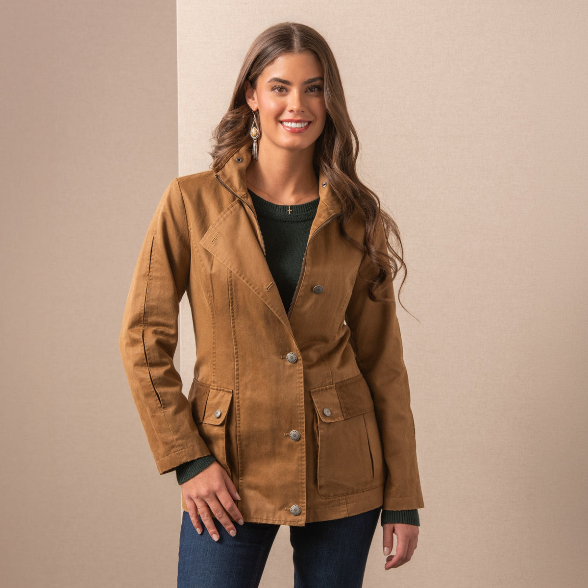 Madison Creek Outfitters Albany Field Jacket tan cotton twill womens field jacket western clothing Utah SKU ALBTTAN