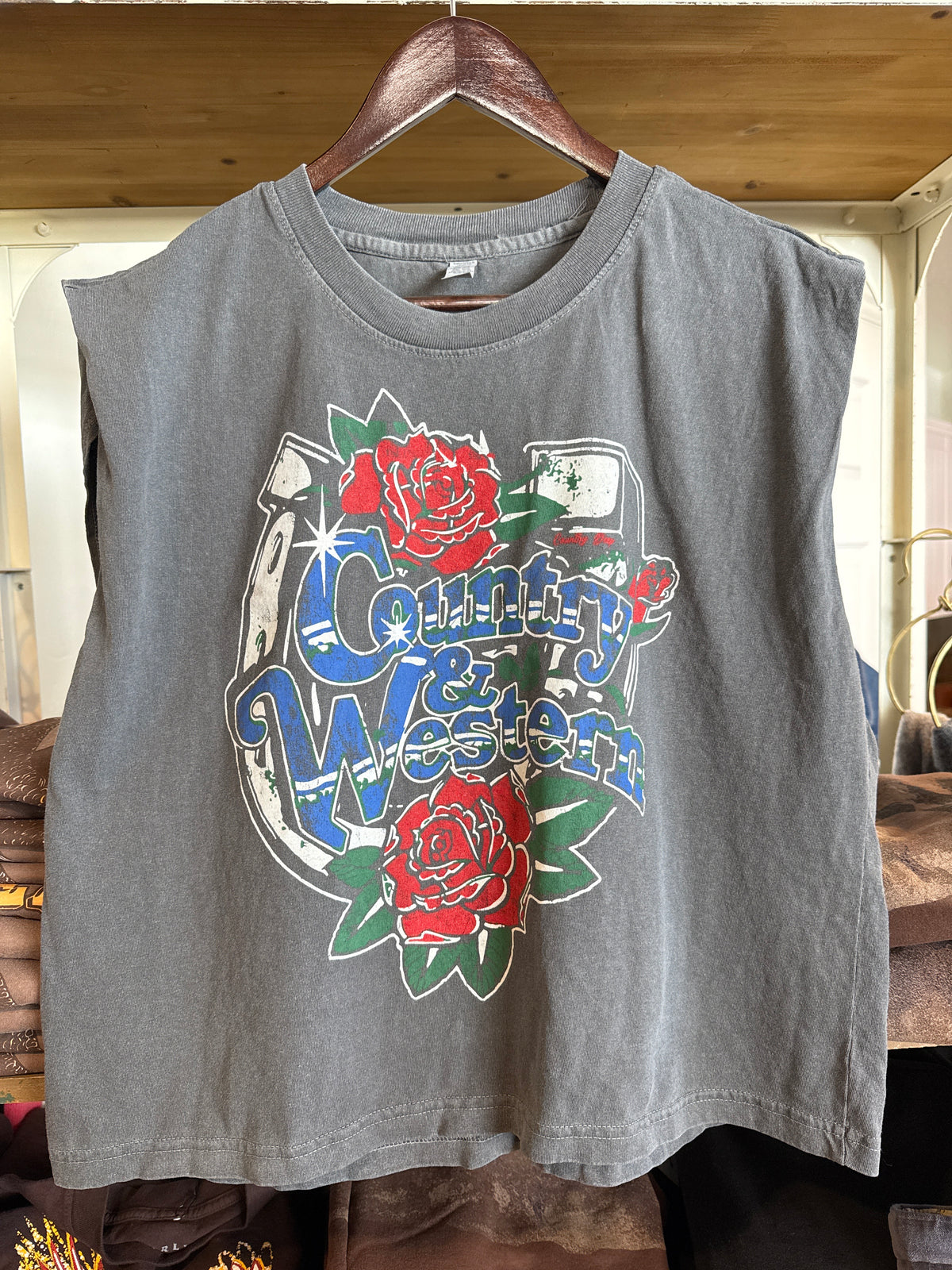 and Western Boxy Muscle Top a perfect shirt for a rodeo in the sun at boltranchstore.com 