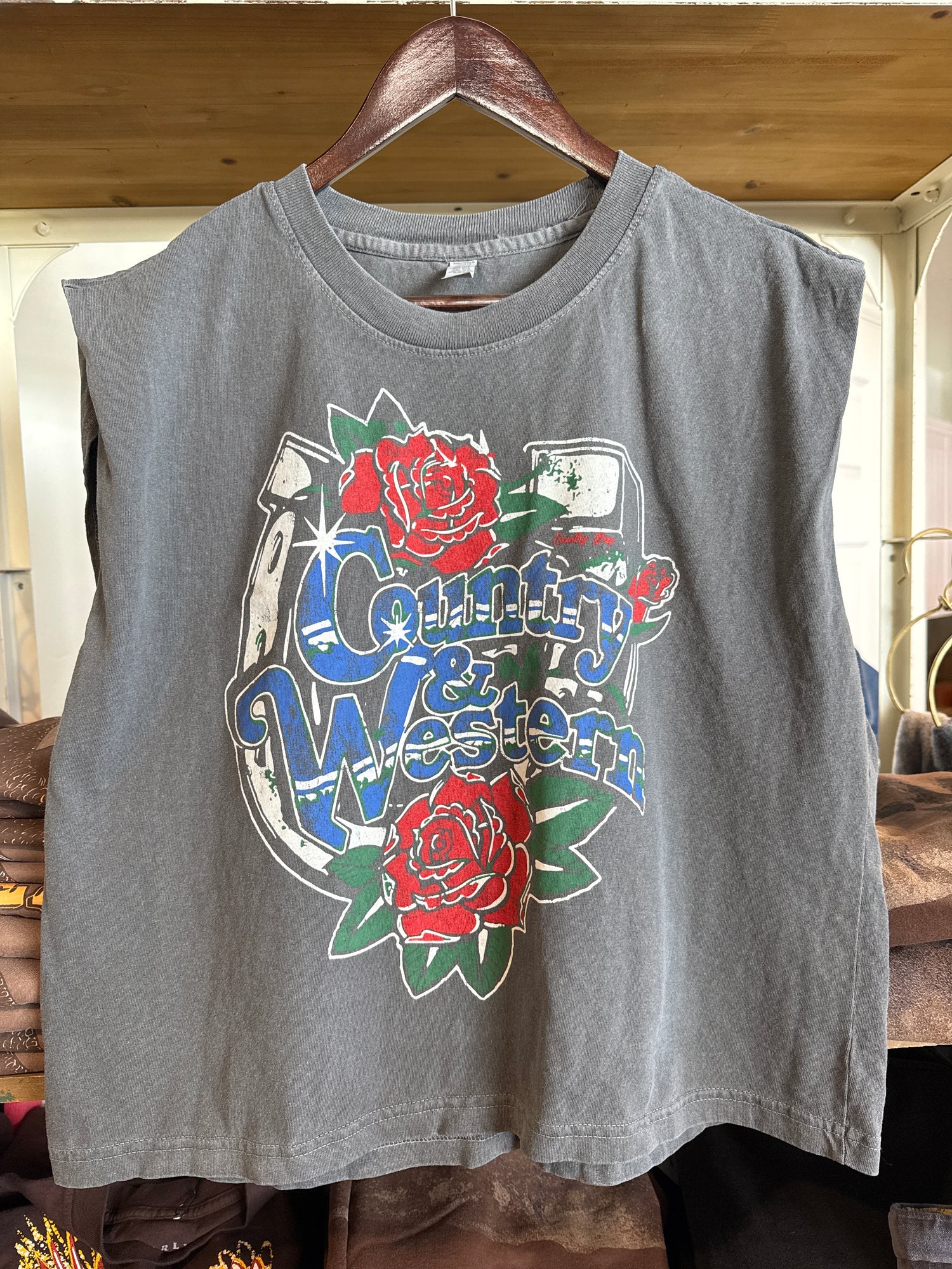 and Western Boxy Muscle Top a perfect shirt for a rodeo in the sun at boltranchstore.com 