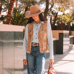 Western fashion womens Utah rodeo boutique Anna Leather Fringe Vest Tan SKU ANNATAN Boltranchstore.com free shipping