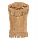 Western clothing womens fashion Utah Anna Leather Fringe Vest Tan SKU ANNATAN Boltranchstore.com free shipping