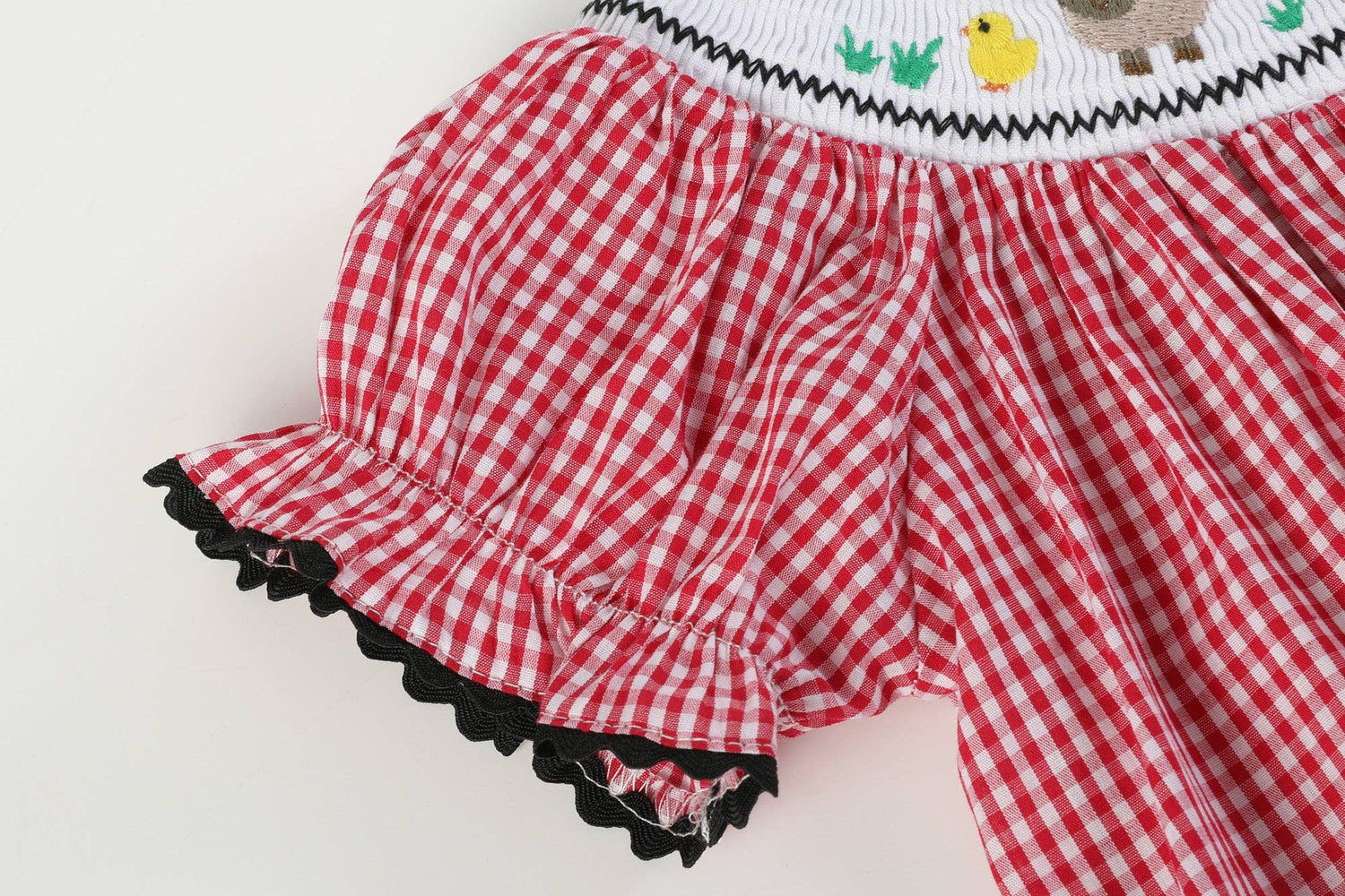 Aurora Red Gingham Barn Animals Dress