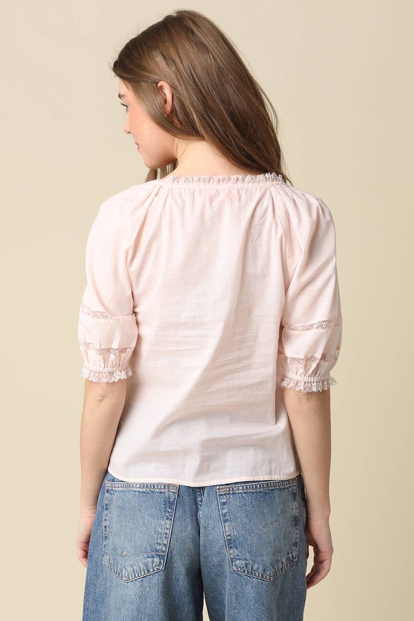 Diya Tie Front Pintuck Blouse