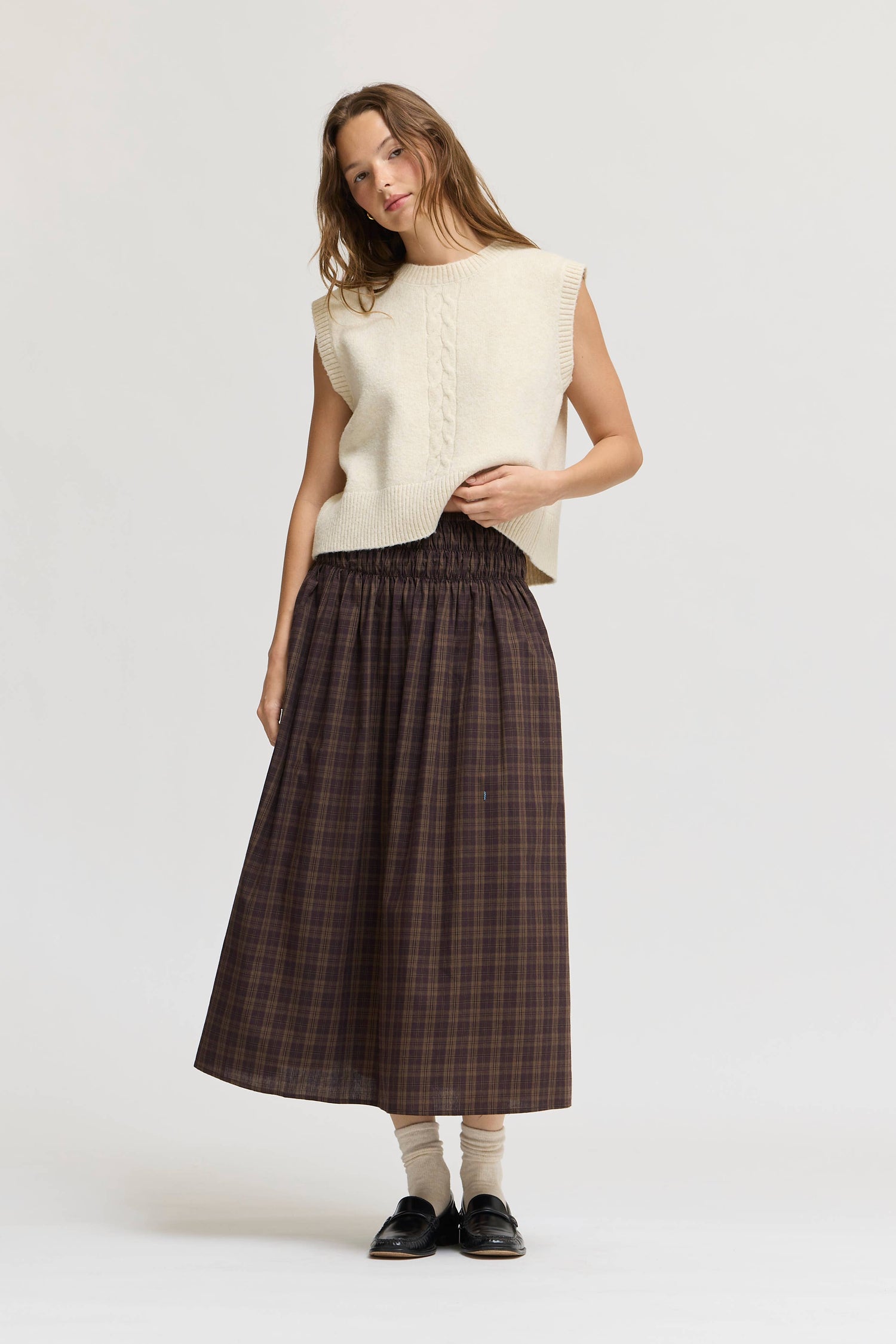 Patricia Plaid Smocked Skirt