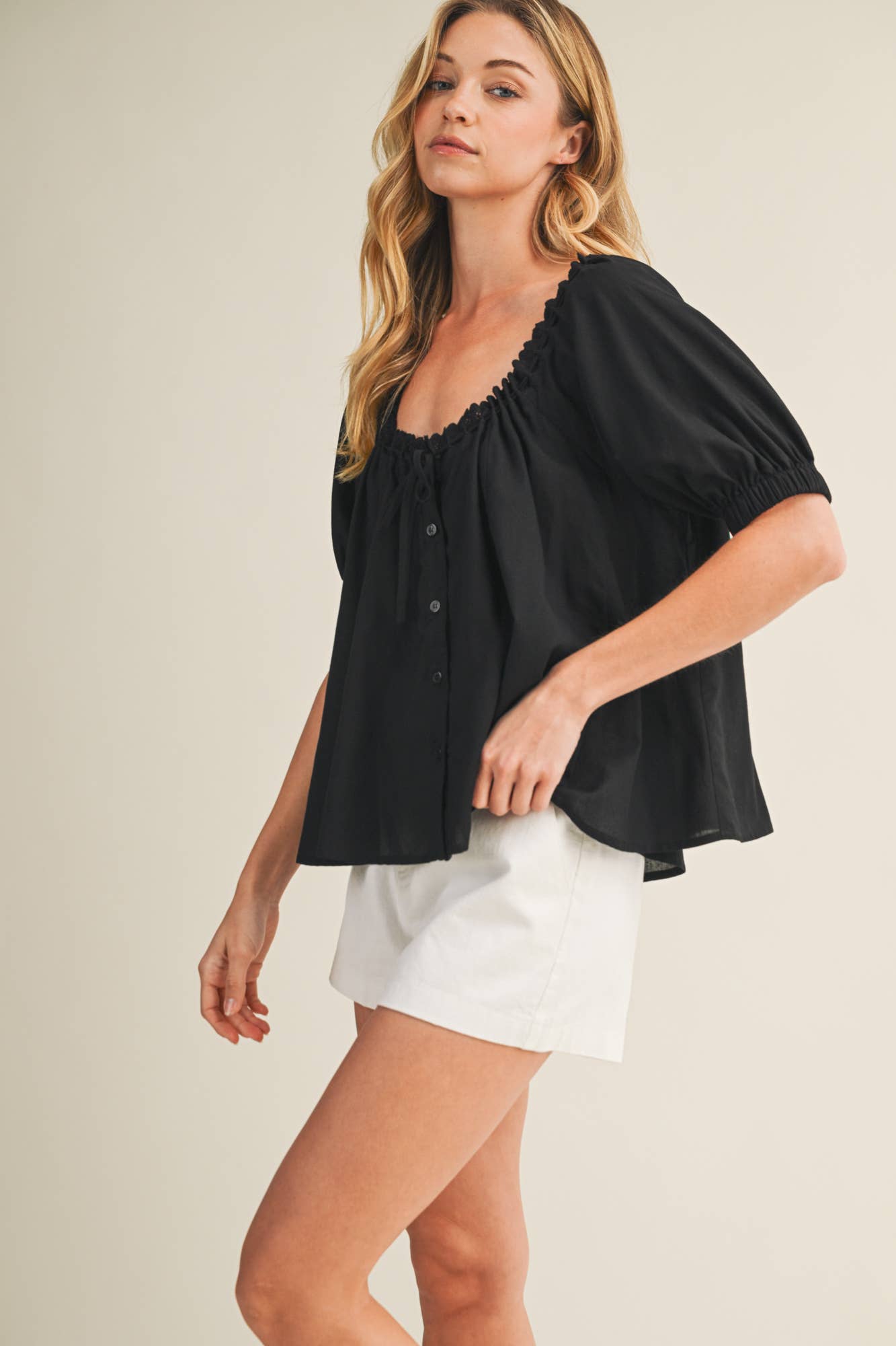 Lena Eyelet Puff Sleeve Top