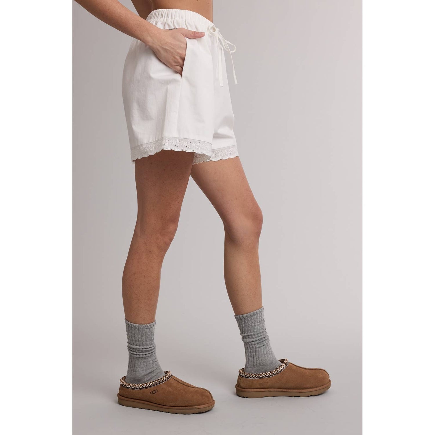 Lydia Lace Trim Drawstring Shorts