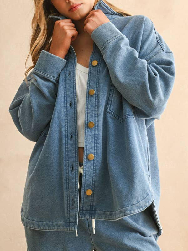 Kit Knitted Button Front Shirt Jacket