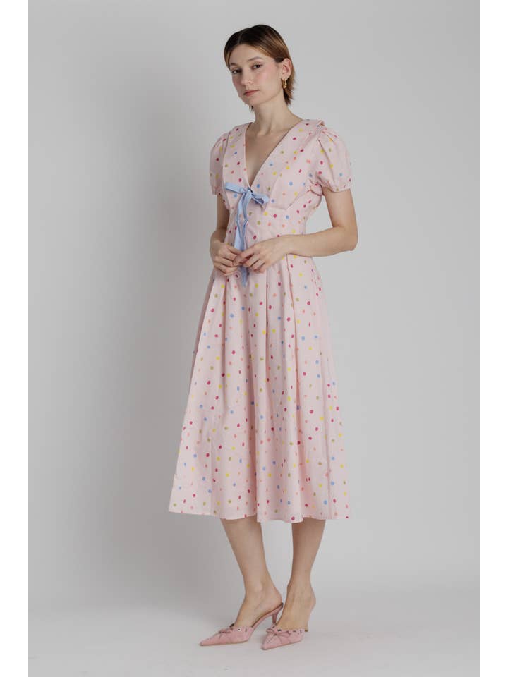 Polly Polka Dot Collared Midi Dress