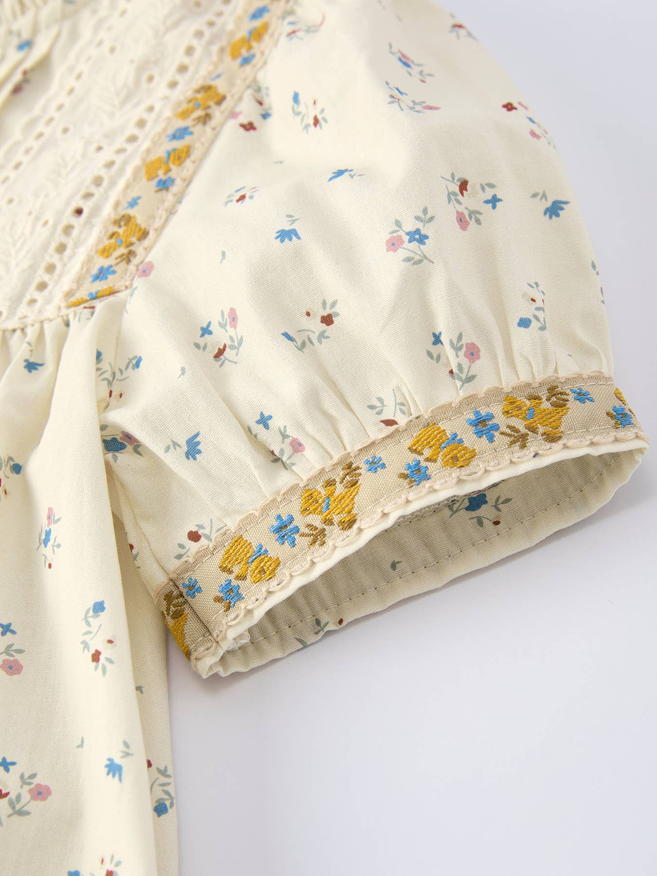 Abby Floral Girls Puff Sleeve Dress