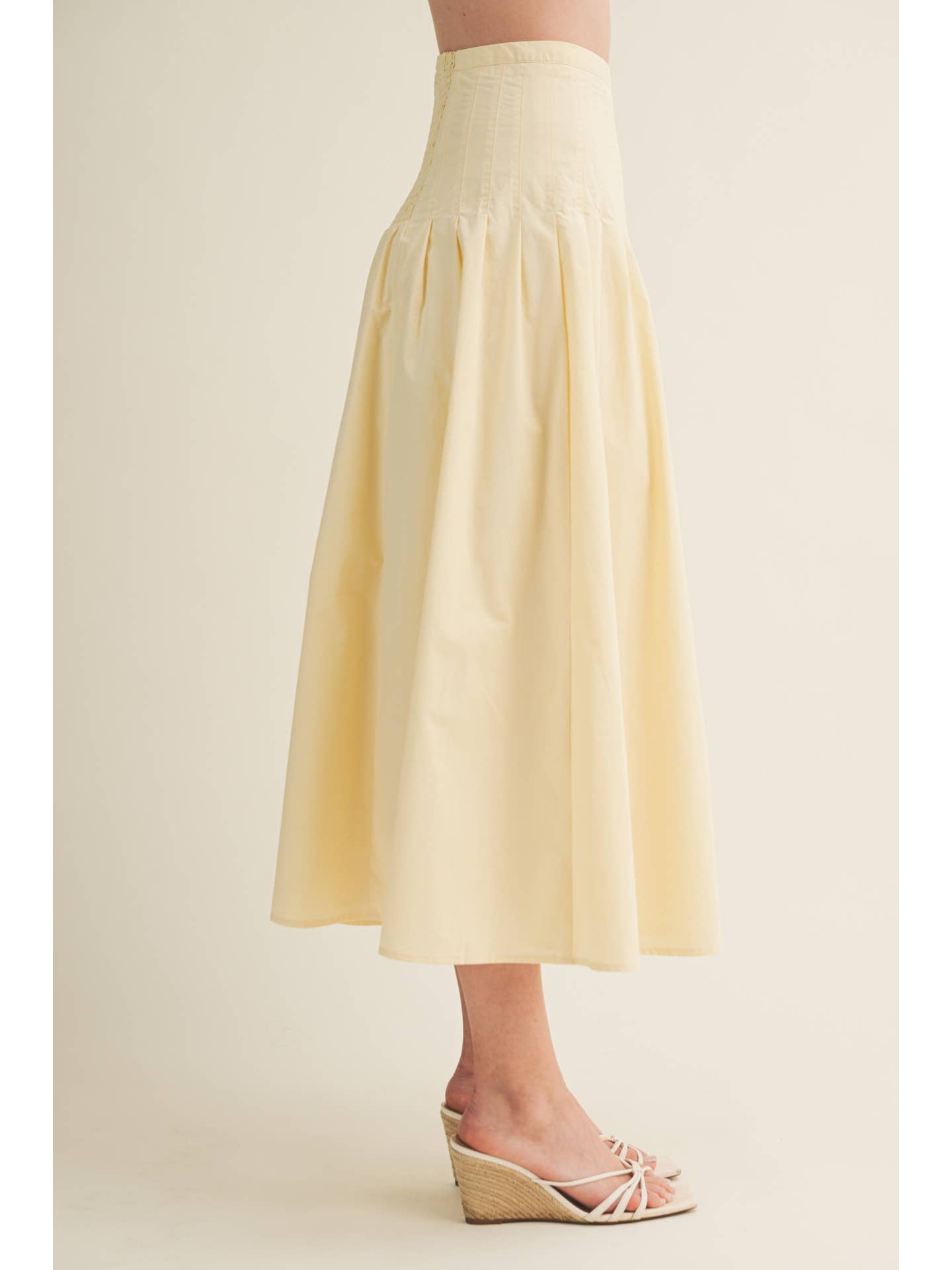 Isabella Poplin Skirt with Pleated Details