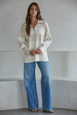 Utah womens western boutique womens fashion Fontaine Half Zip Long Sleeve Sweater Charcoal Cream SKU W2199 Boltranchstore.com free shipping