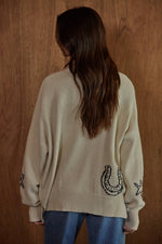 Utah womens western boutique womens fashion Saddle Up Sweater Cream Black SKU W2688 Boltranchstore.com free shipping