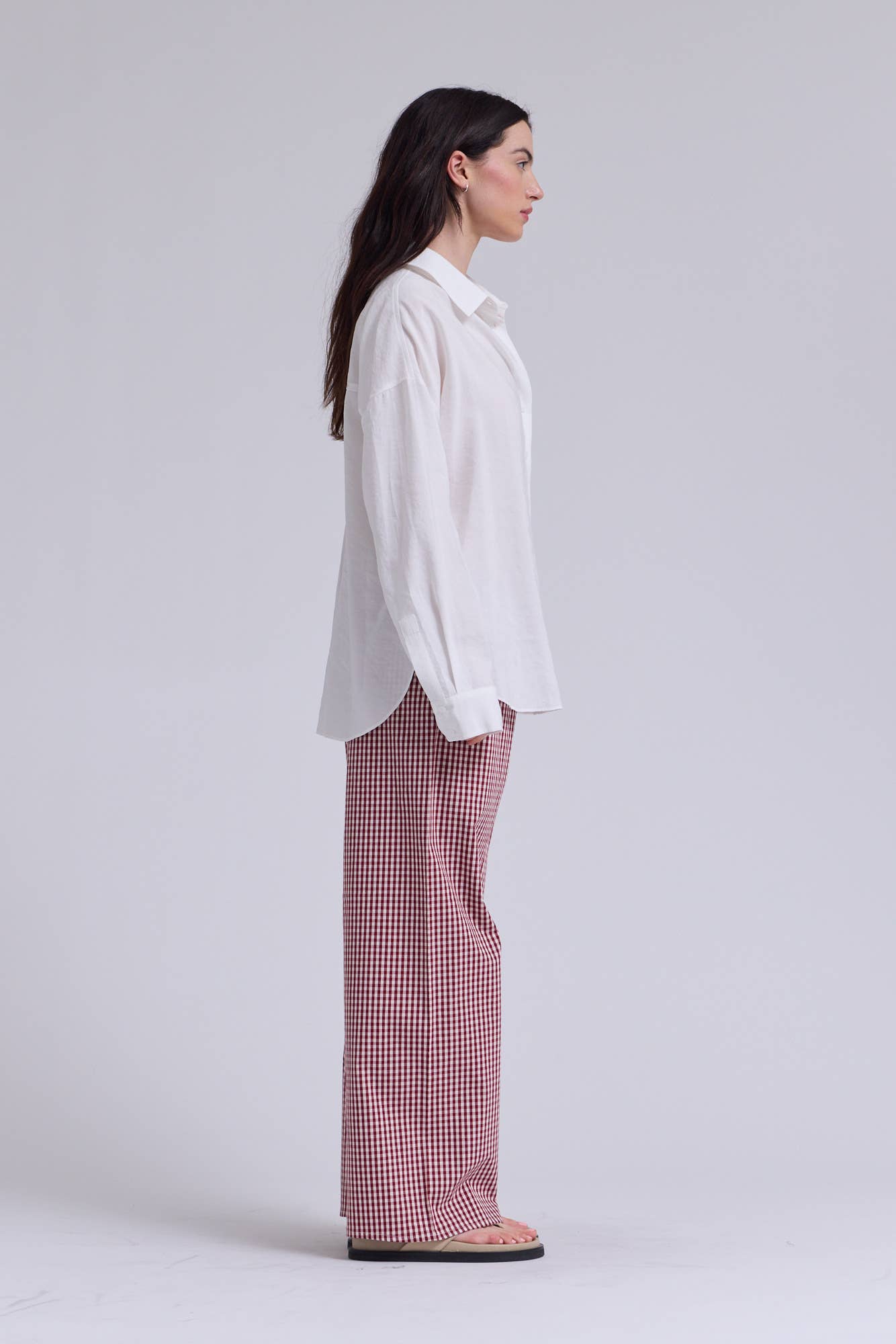 Isabella Gingham Relaxed Fit Cotton Pants