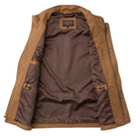 Madison Creek Outfitters Bandera Travel Twill Vest Tan two interior pockets and a waist drawcord for an adjustable fit