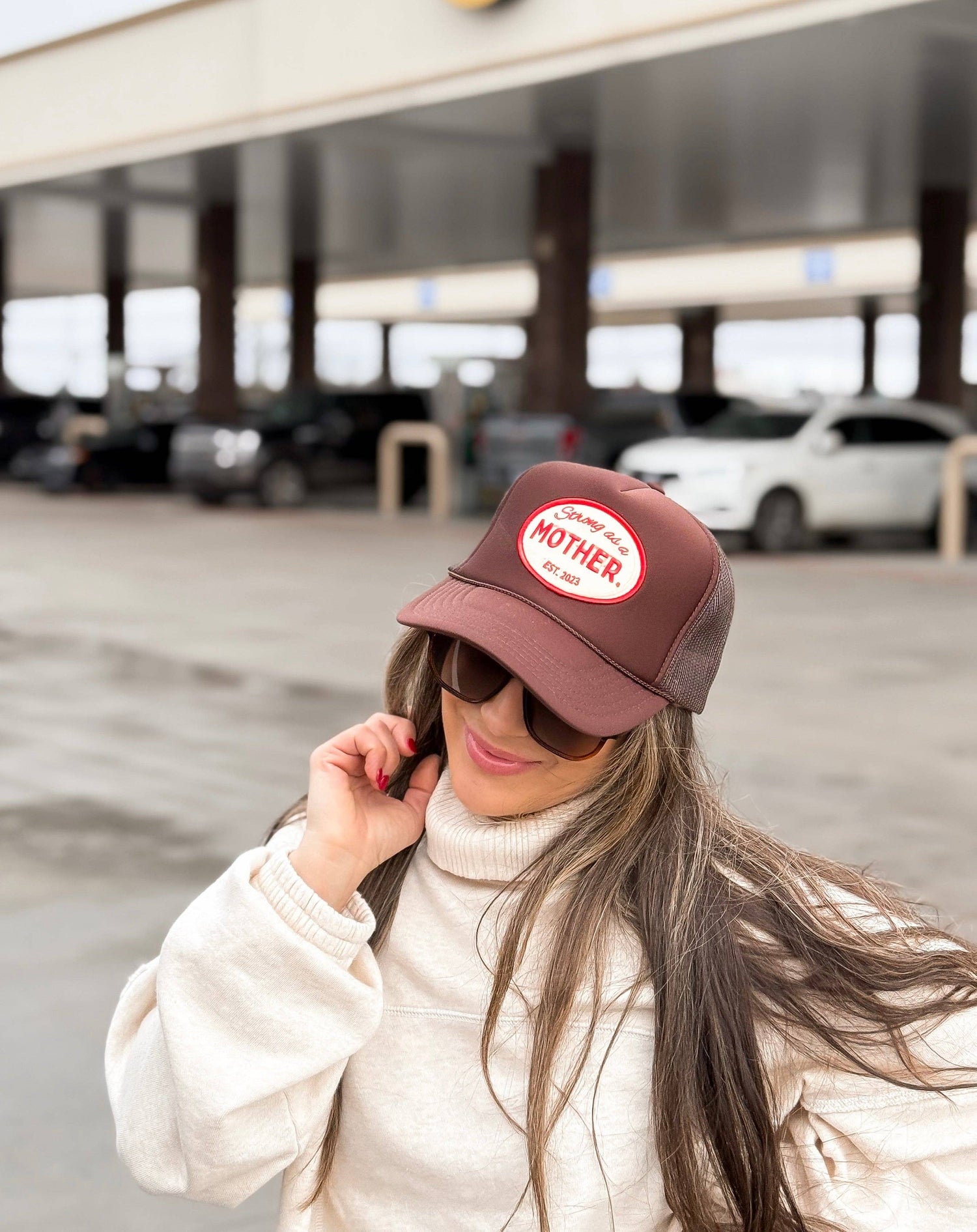 VINTAGE Strong as a Mother Patch Hat in Mocha