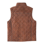 Madison Creek Outfitters Beaver Creek Waxed Goat Suede Leather Vest Bourbon quilted back panel and straight hem in rodeo ready outerwear Utah