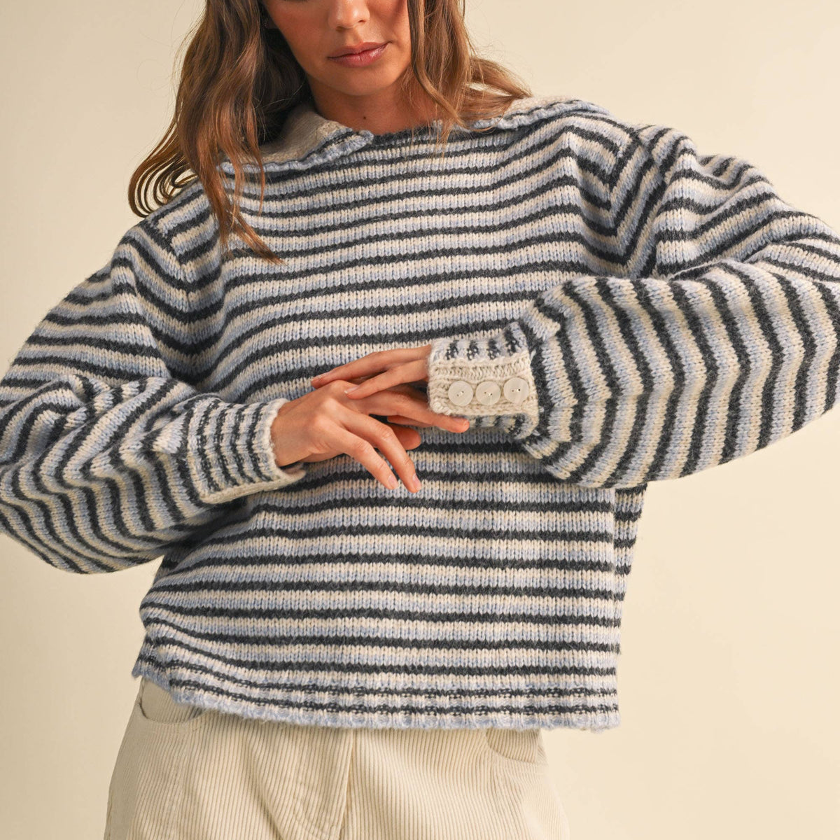Betsy Striped Collared Sweater