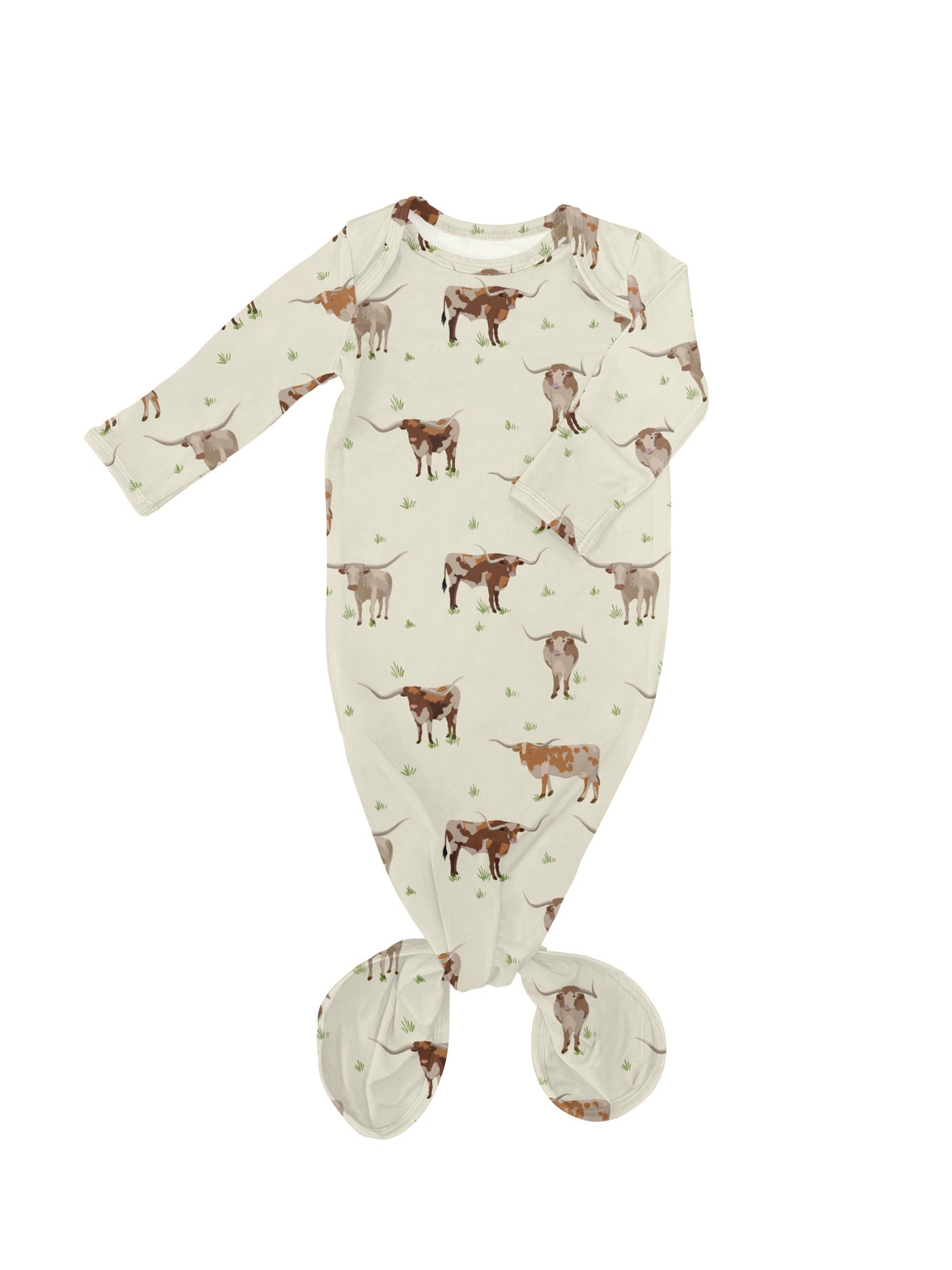 Longhorn Cows Knotted Infant Gown