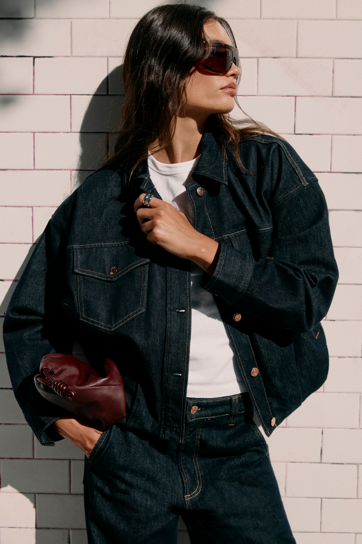 Pistola Bibi Blouson Jacket Nightfall deep inky Nightfall denim jacket with a traditional collar womens western boutique Utah SKU P00080050