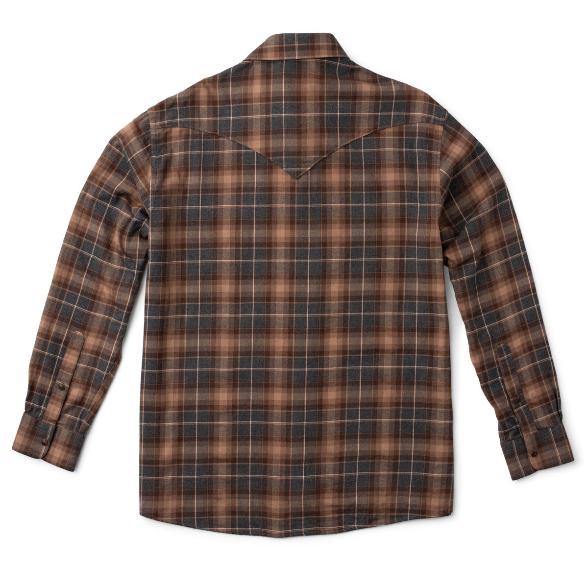 Madison Creek Outfitters Bisley Western Shirt Grey Brown Plaid soft brushed finish long sleeve shirt for cooler days Park City