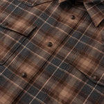 Madison Creek Outfitters Bisley Western Shirt Grey Brown Plaid dark pearl snaps with subtle contrast along saddle stitched seams cowboy style