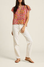 Violette Blouse Botanic Tile shop at boltranchstore.com free shipping womens colorful floral shirt and skirt womens summer shirt 