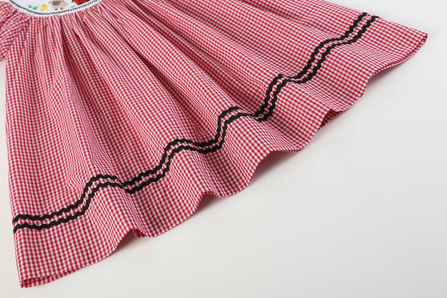 Aurora Red Gingham Barn Animals Dress