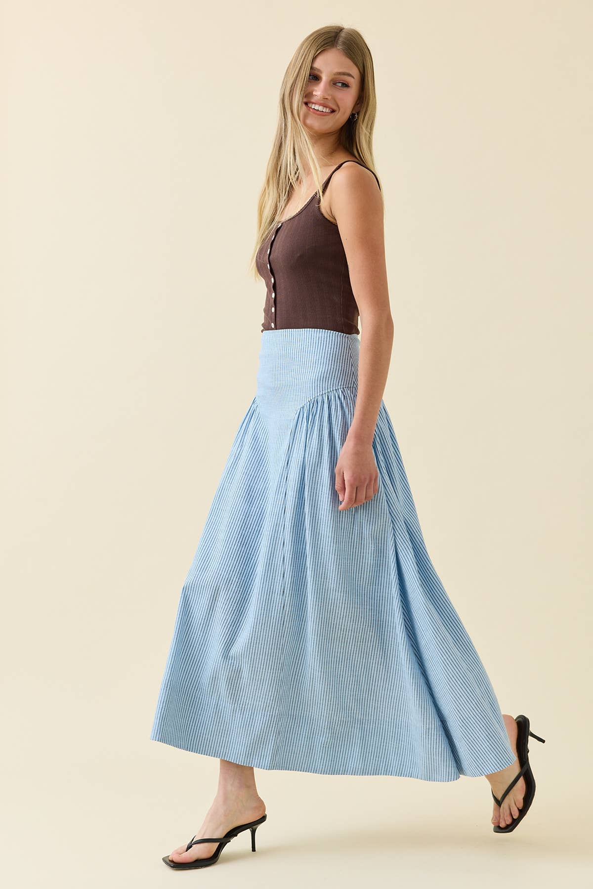 Shari Stripe Midi Skirt
