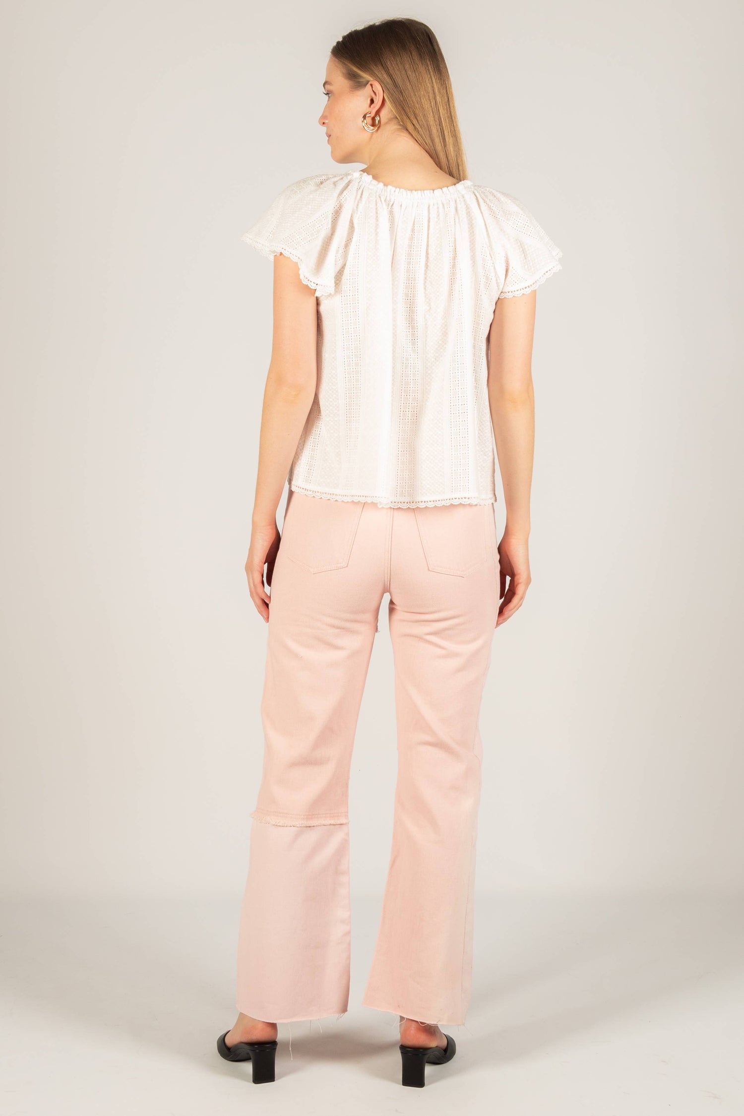 Womens Sky Eyelet Top