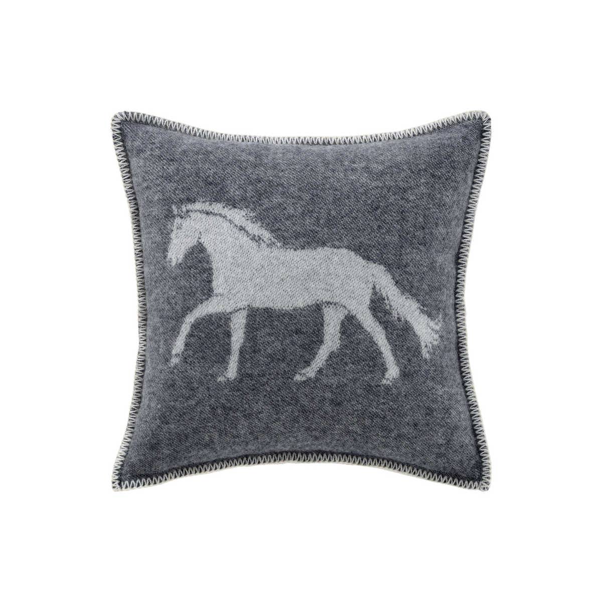 Horse Soft Black Pure Wool Cushion Cover
