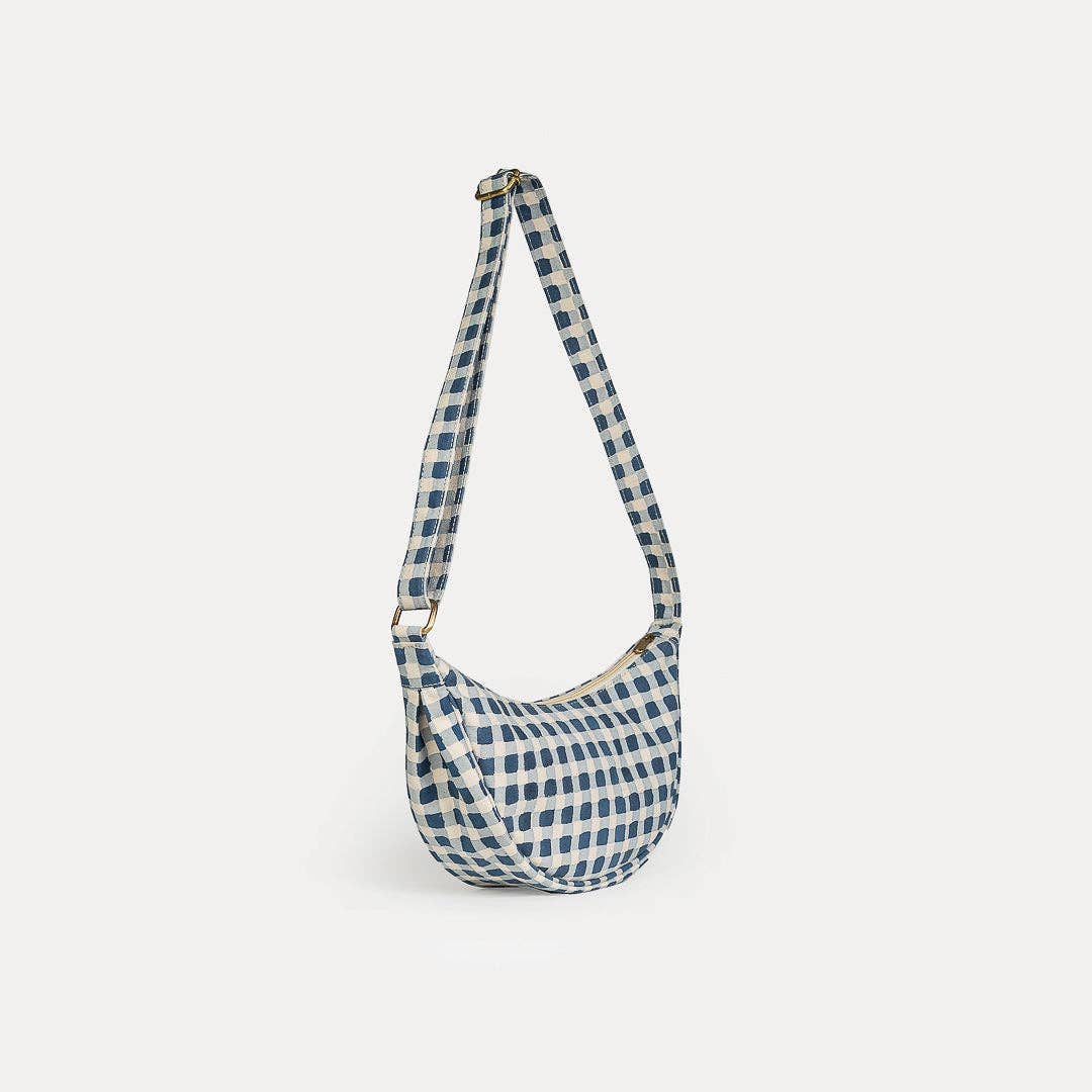 Moon Sling Bag in Indigo Gingham