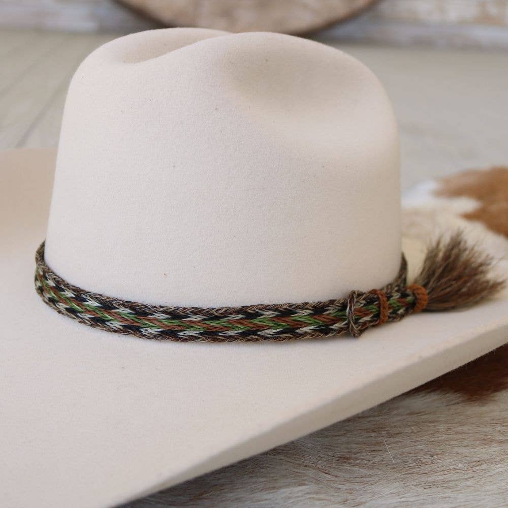 Horsehair Green Braided Tassel Hat Band