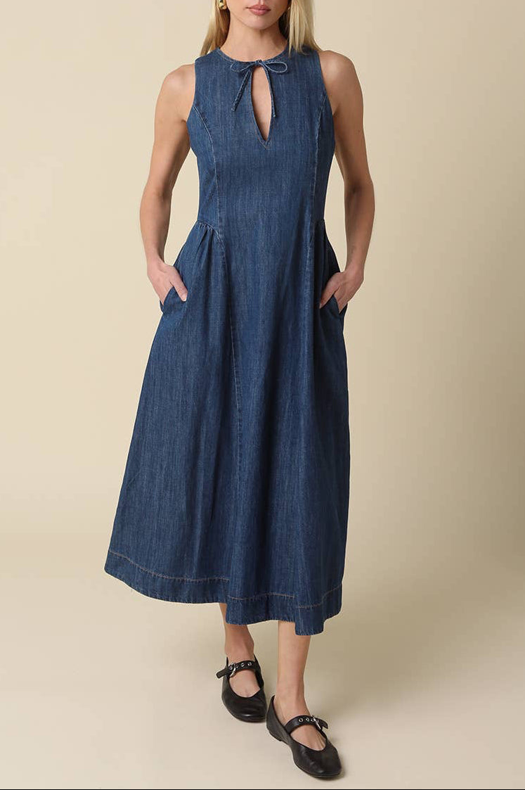 Kathy Denim Keyhole Dress