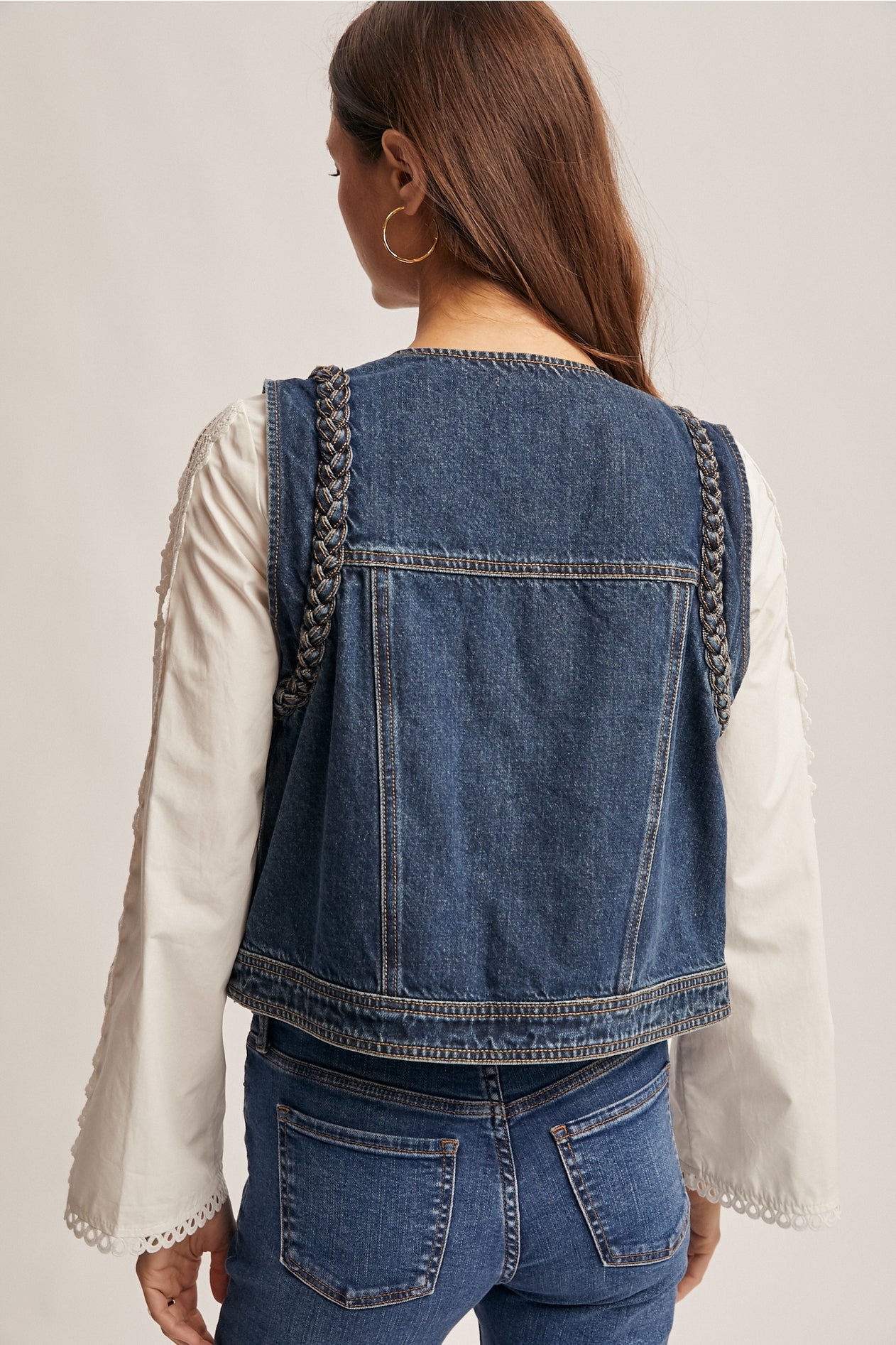 Braided Womens Denim Vest