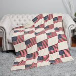 US Flag Pattern Throw Blanket American Flag patriotic cream flag blanket Boltranchstore.com Free Shipping