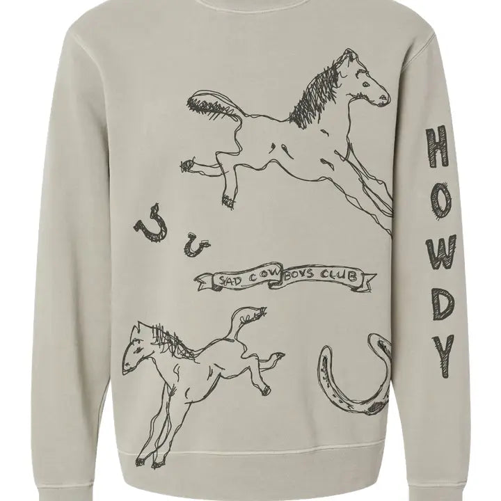 Sad Cowboys Club Sketch Crewneck