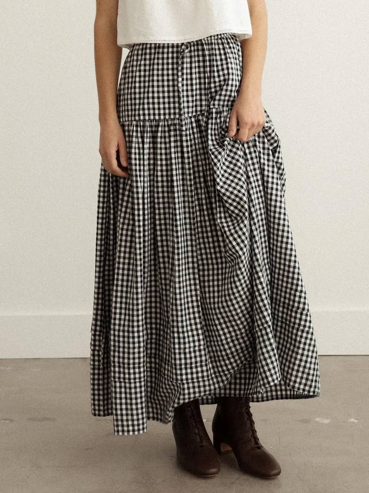 The Gardenne Gingham Midi Skirt