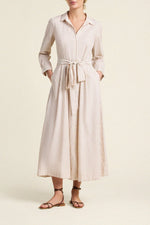 Trovata Emmelie Dress Carmel Stripe bracelet length sleeves and hidden side pockets western fashion