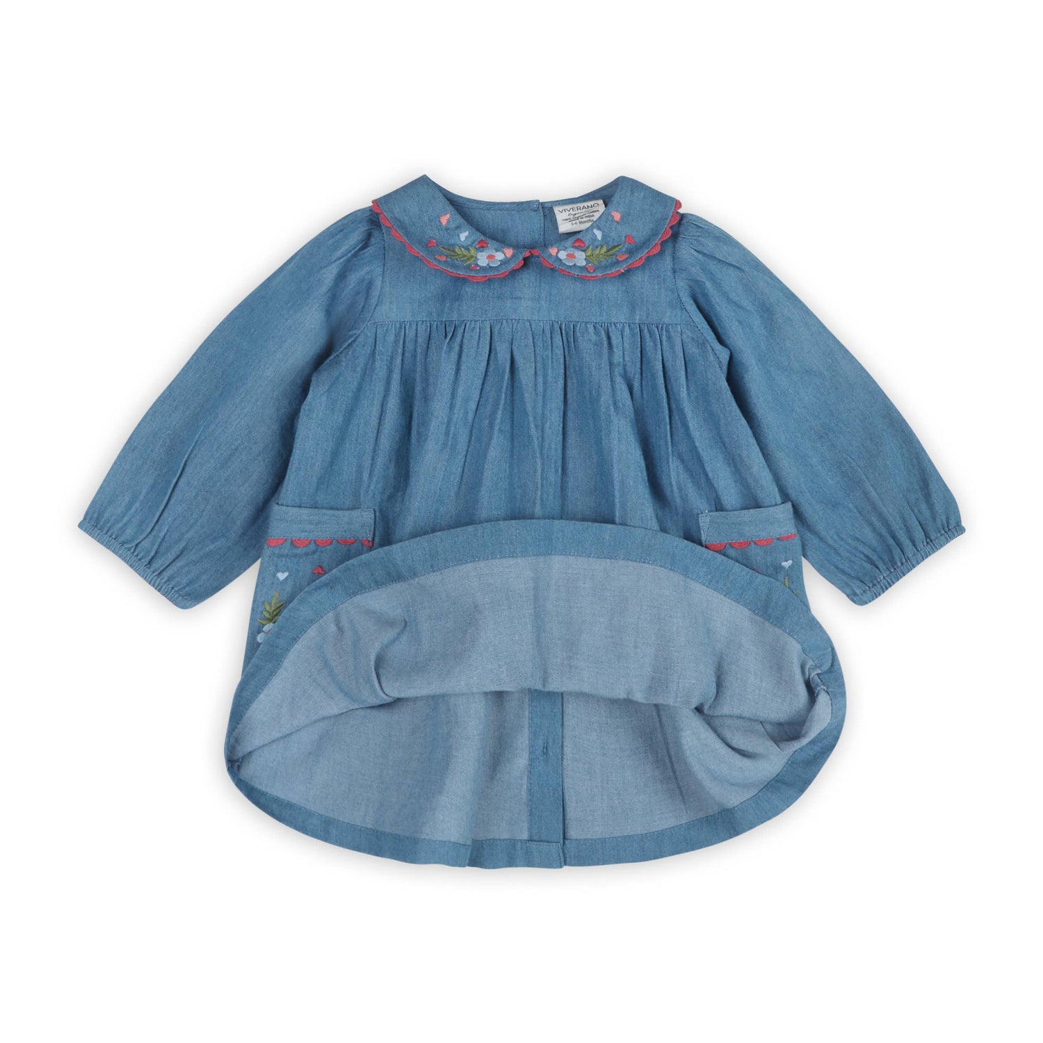 Ida Floral Embroidered Denim Baby Dress and Bloomer