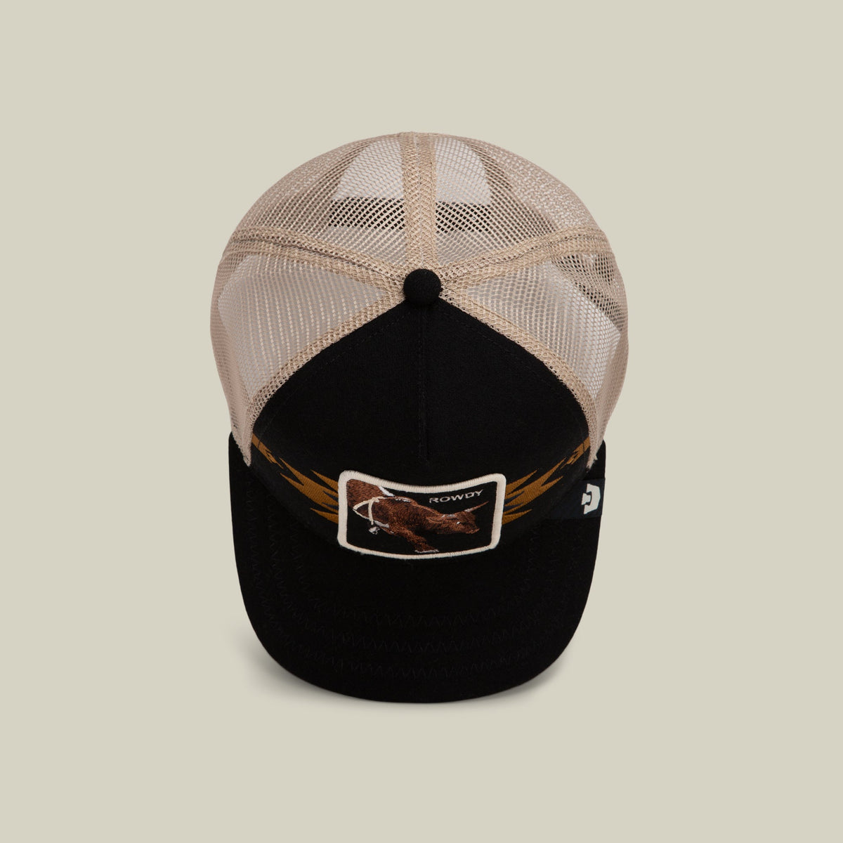 Goorin Bros Canyon Rowdy six panel crown with a matching covered top button and clean seams rodeo ready