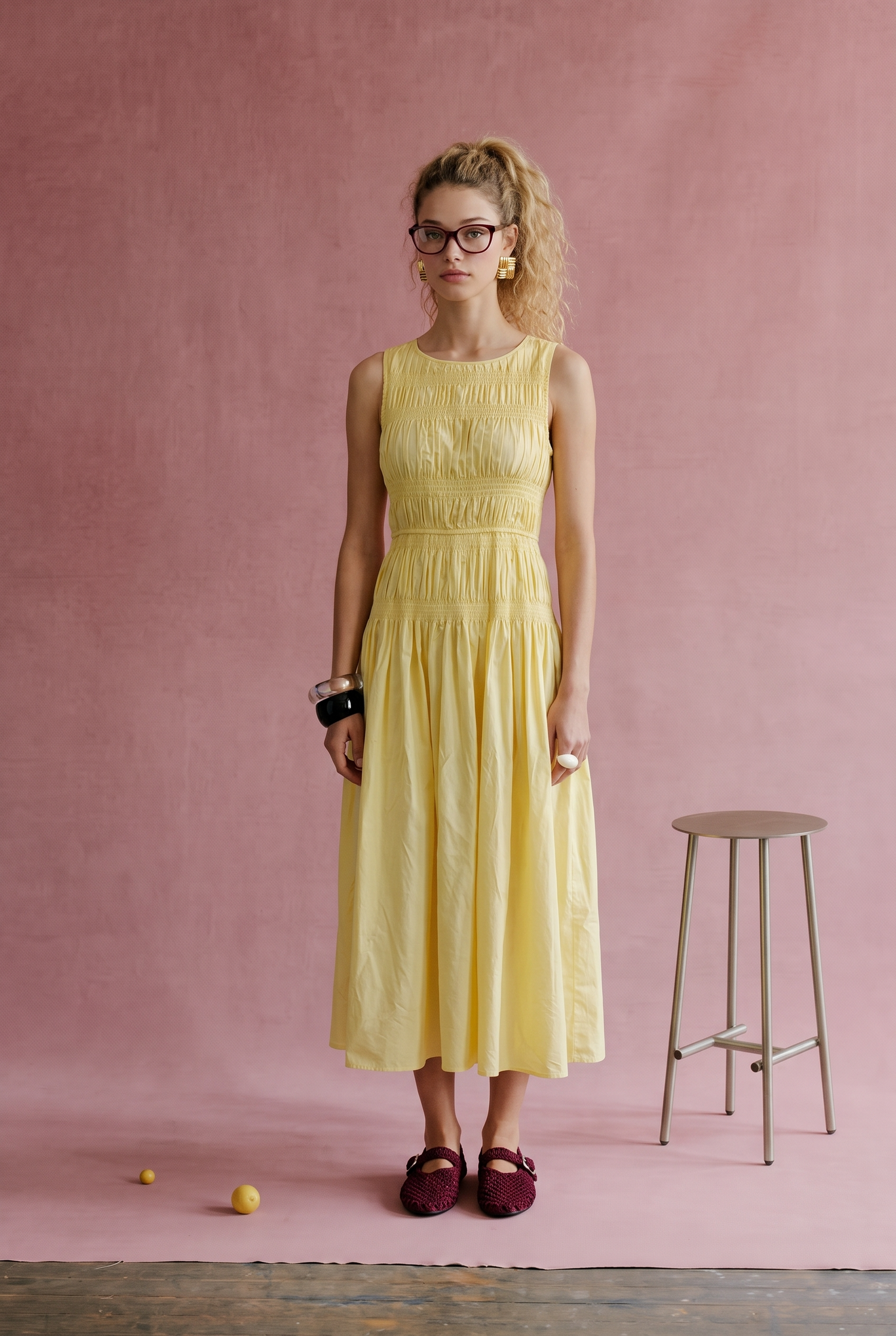 Sky Smocked Midi Dress