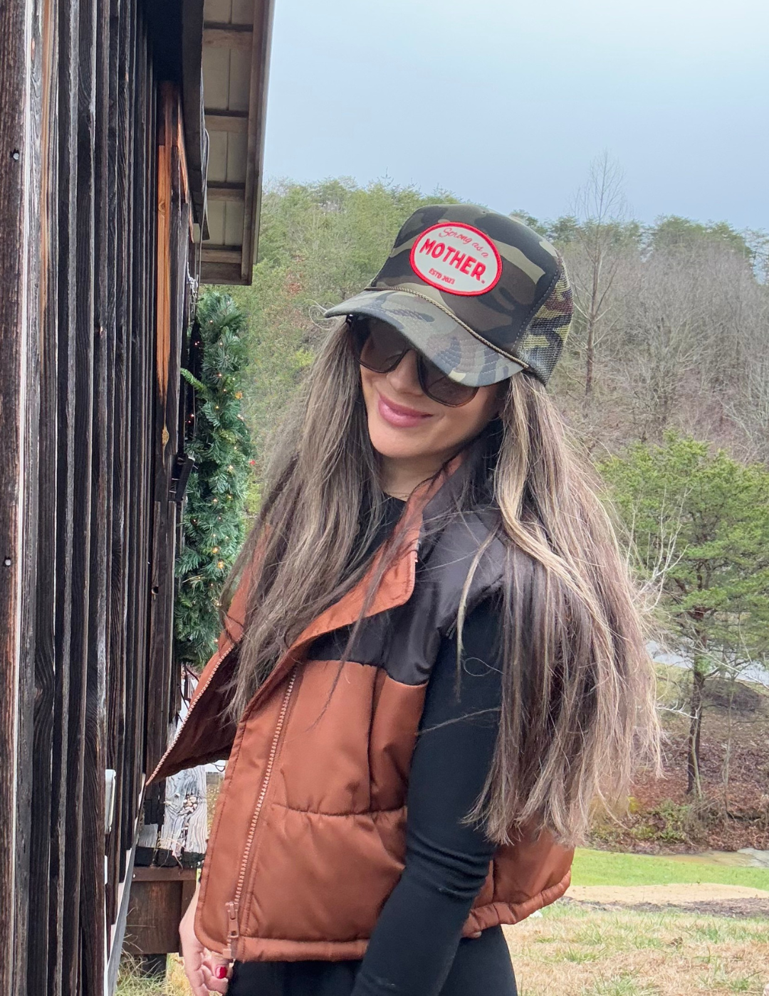 VINTAGE Strong as a mother Patch Hat in Camo