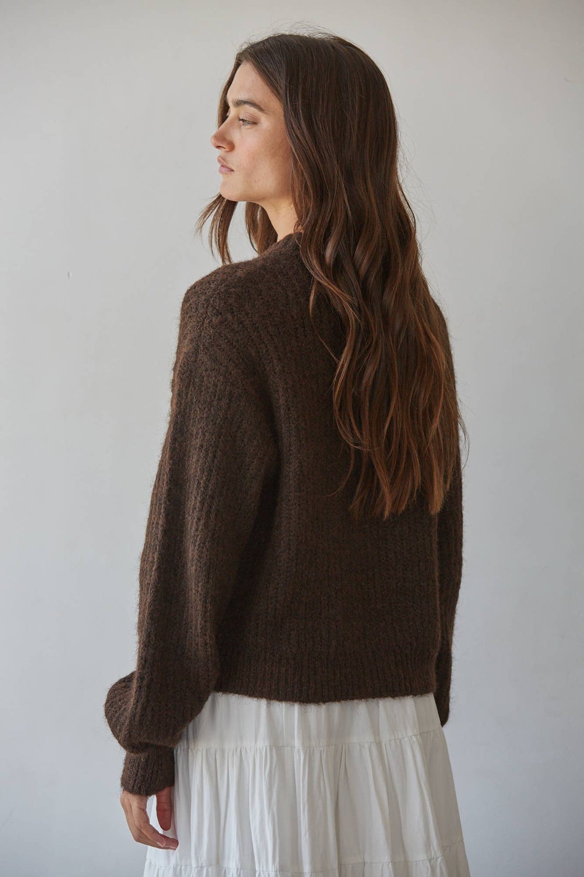 Lena Knit Ribbed Mock Neck Cardigan
