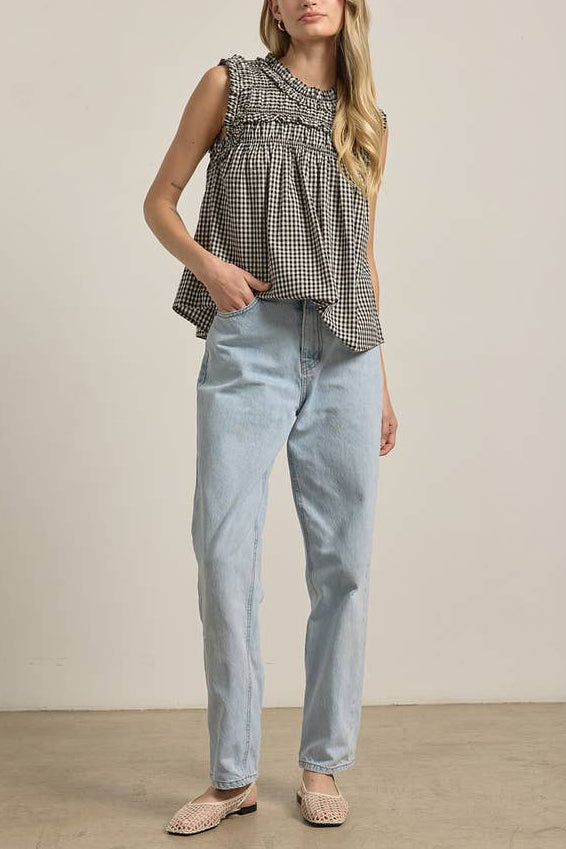 Brianne Gingham Ruffle Blouse